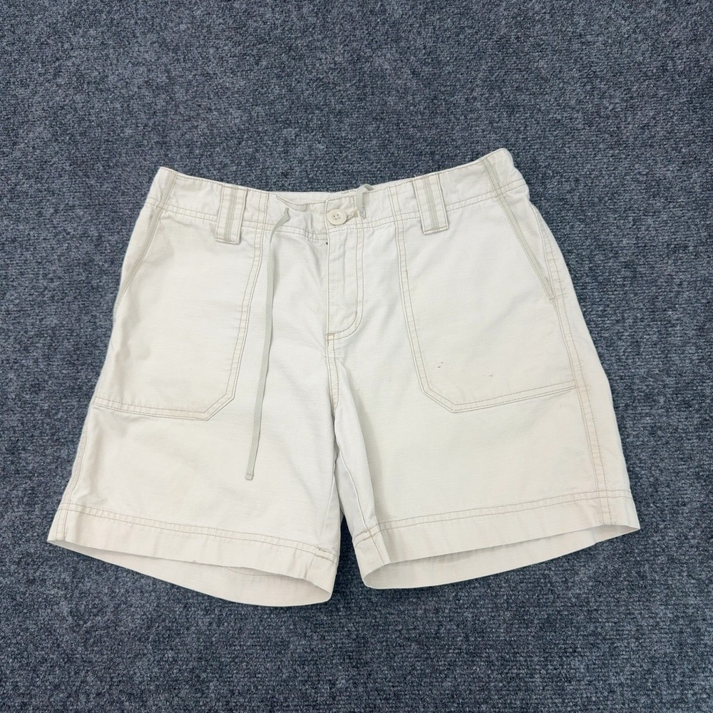 Eddie Bauer Shorts Womens 6 Beige Cotton Embroidered Cargo Gorpcore Casual